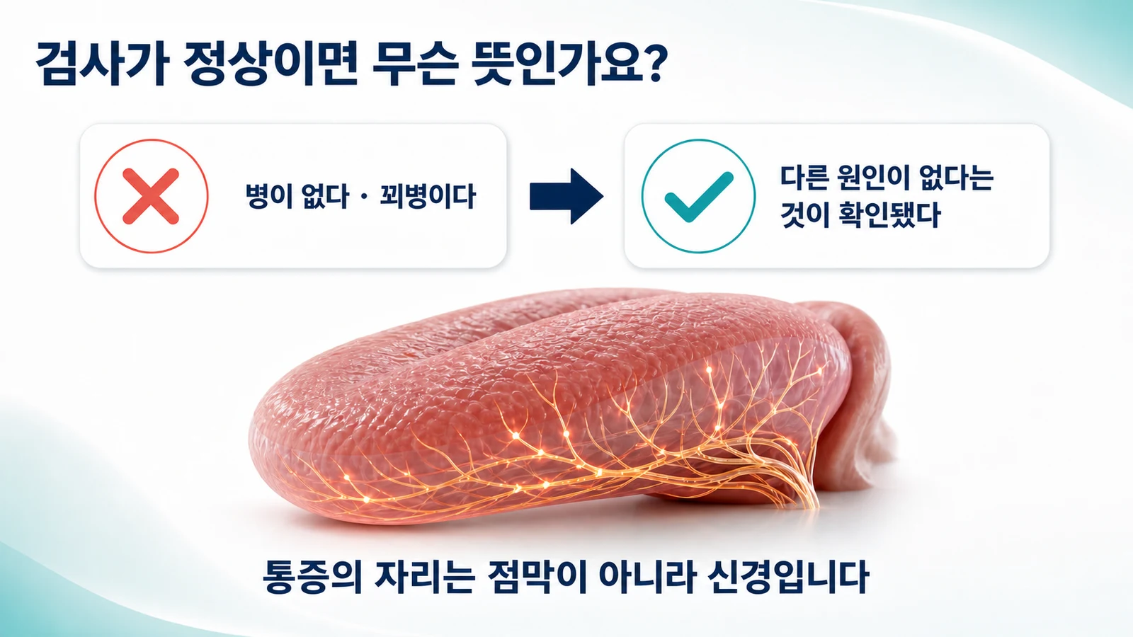 검사가 정상이면 통증의 자리는 점막이 아니라 신경