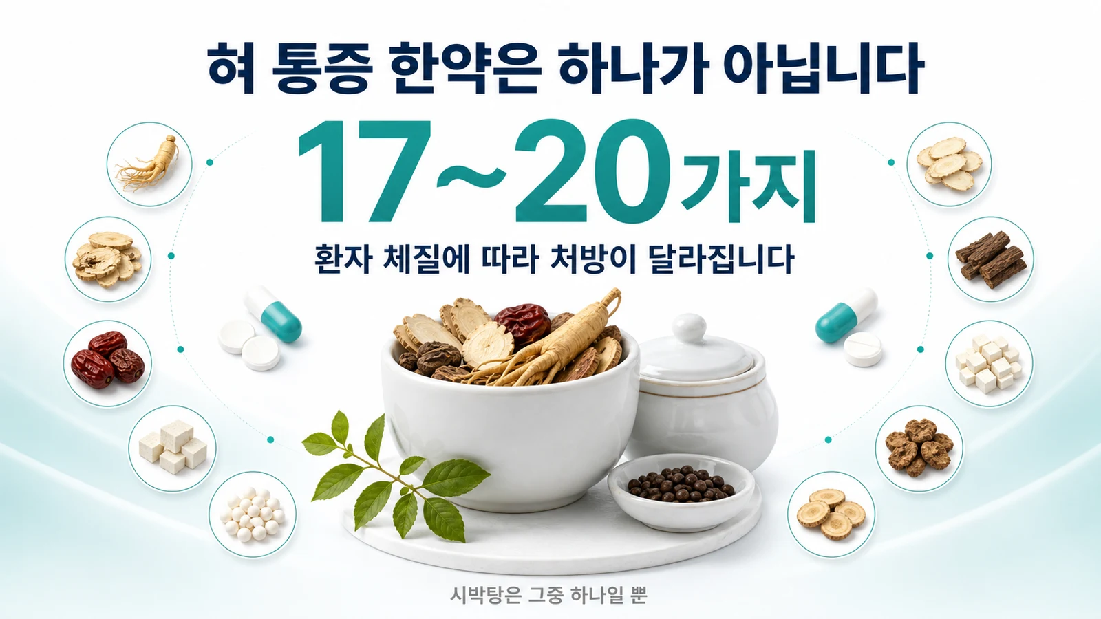 혀 통증 한약은 체질에 따라 17～20가지