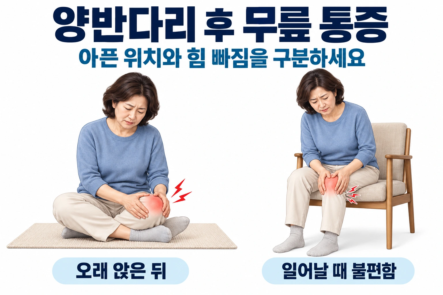 양반다리 후 일어날 때 무릎이 아프고 힘이 빠지는 이유는?