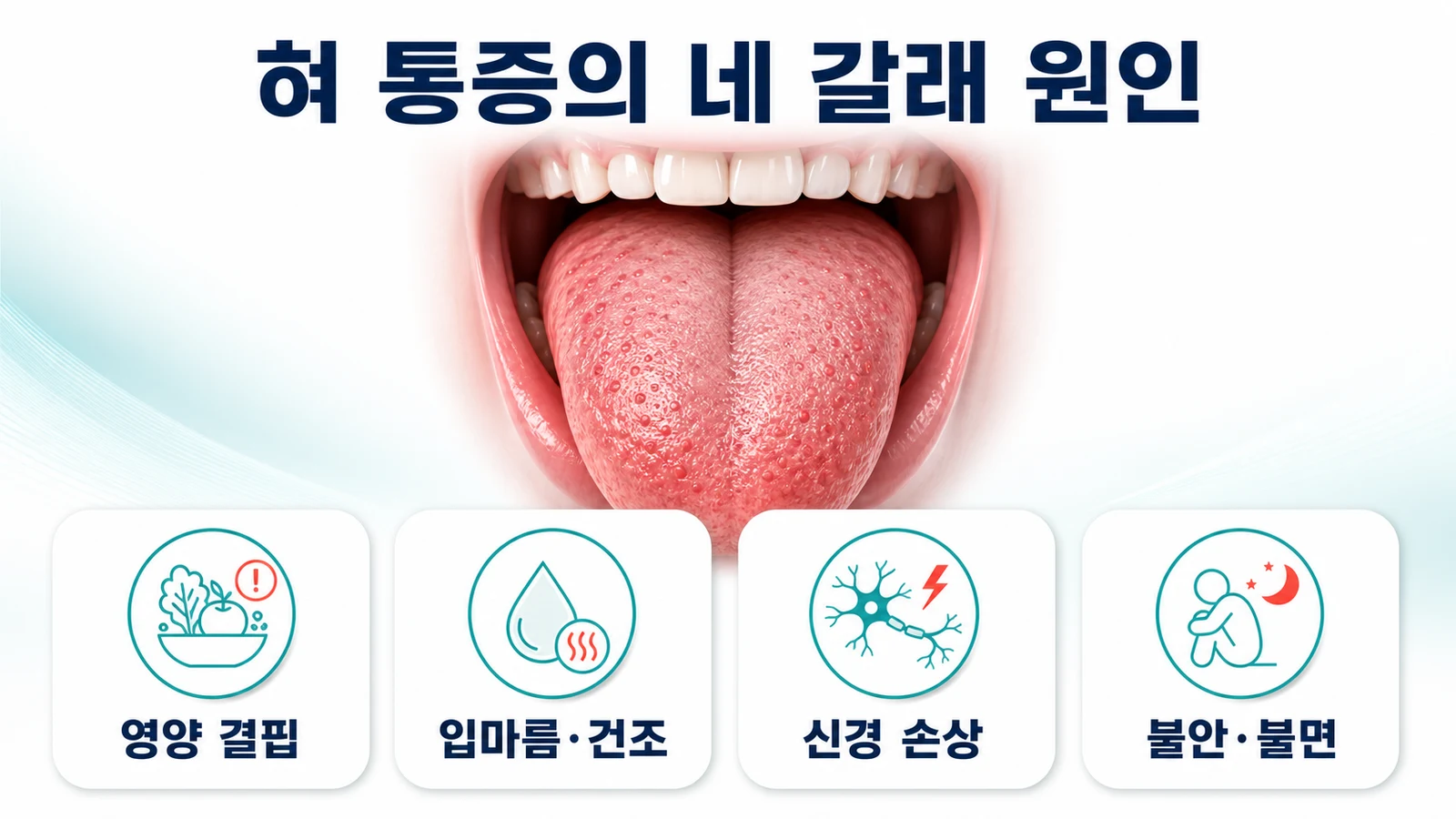 혀 통증의 네 갈래 원인 — 영양·건조·신경·심리